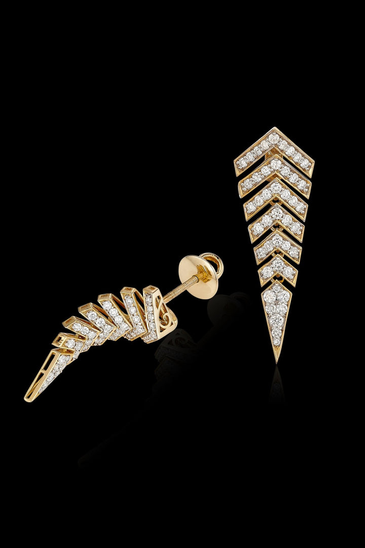 Diamond Feather Earrings - Jewelry by MIRAYAMA