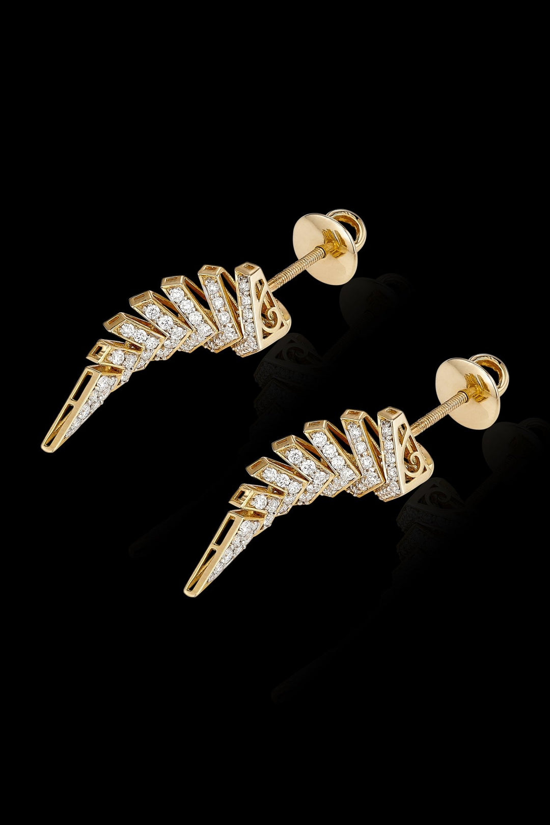 Diamond Feather Earrings - Jewelry by MIRAYAMA