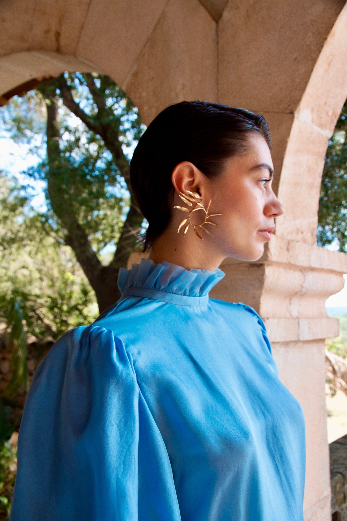The Cornflower Puff Ruffle Blouse