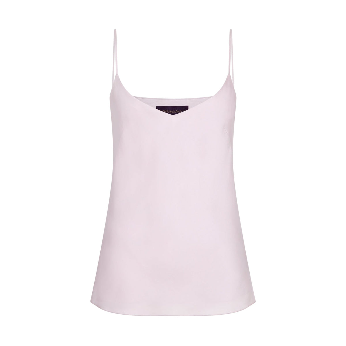 The Fondant Pink Camisole in pale pink silk, flat lay, studio