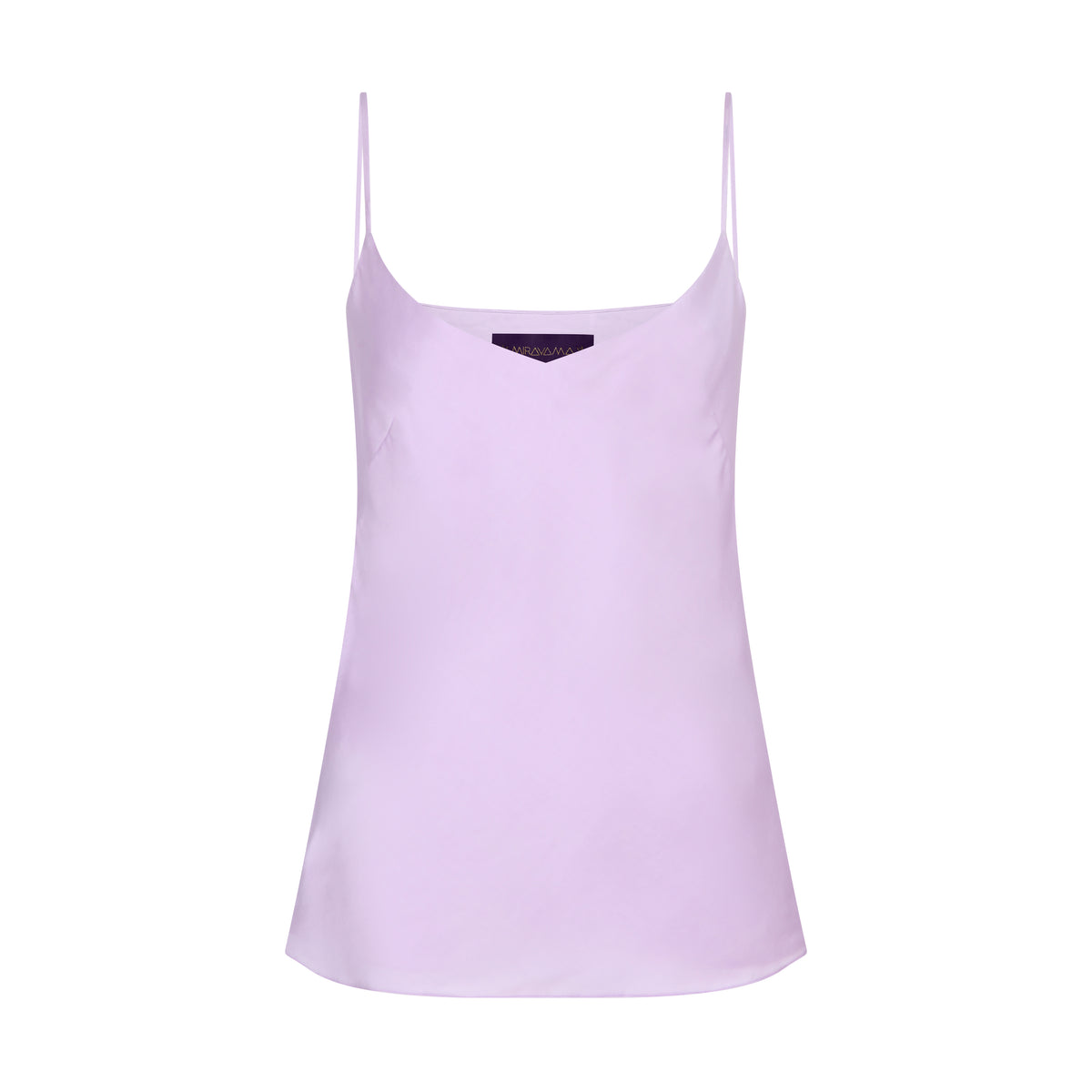 The Lavender Camisole in lavender silk, flat lay, studio